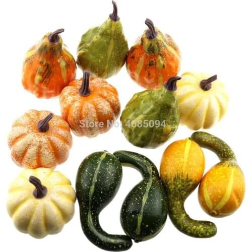 Gresorth 12pcs Fake MINI Pumpkins Artificial Multicolor Halloween Decoration Home Kitchen Play Food