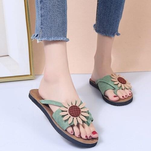 2021 New Sunflower Sweet Flat-heel Gladiator Womens Beach Sandals Outdoor Slippers Shoes