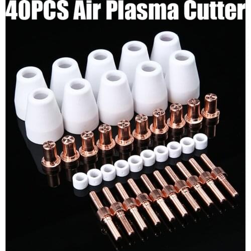 40Pcs Air Plasma Cutter Consumables Electrodes Nozzles For PT-31 LG-40 Torch Cutting Machine Welding Tool Torch Kit