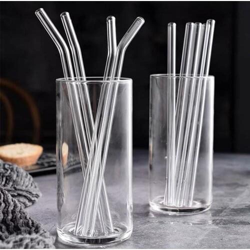 5/8/10Pcs Reusable Transparent Tea Juice Water Glass Drinking Straw Straight Bent Heat-resistant Glass Drinkware Hot Sale