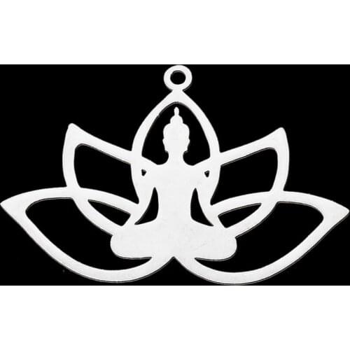 5pcs/lot 100% Stainless Steel Yoga on Lotus DIY Earring Pendant Charm Wholesale Factory Prices Custom Charms Never Fade