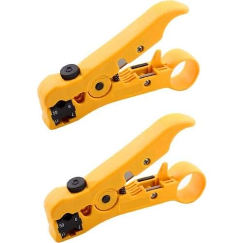 2 Pack Automatic Cable Wire Stripper Electric Stripping Tools For UTP/STP RG59 RG6 RG7 RG11 Multi-Functional Cutter Striper