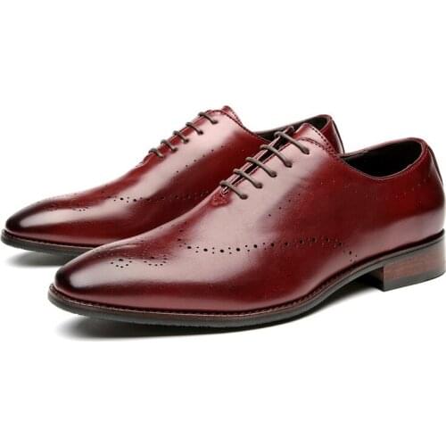 Lace-Up Men Brogue Shoes Formal Casual Business Carved Genuine Leather Size 39-45