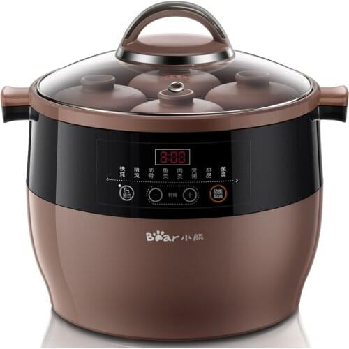 Purple Clay Electric Cooker Stew Pot Fully Automatic Slow Cooker Ceramic Soup Pot with Glass Cover Home Water-proof Stew Pot