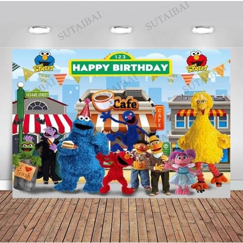 Sesame Street Birthday Party Backdrop for Photography Newborn Kids Cartoon Photo Background Studio Party Decoration Birthday