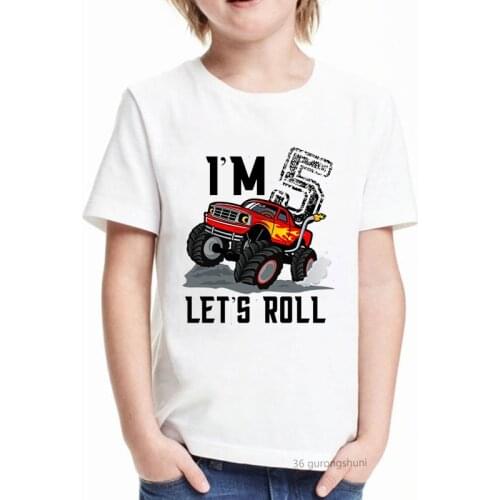 New boys t-shirt funny birthday party car 1 to 8 years old graphic print for kids birthday gift clothing vogue boys tshirt tops