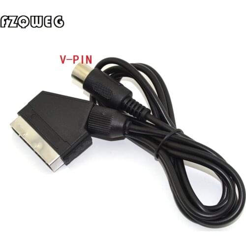 FZQWEG Black High quality 1.8M/6FT EU version V-pin Scart cable RGB AV Cables PAL For Sega Megadrive 1 Genesis 1 Master System 1