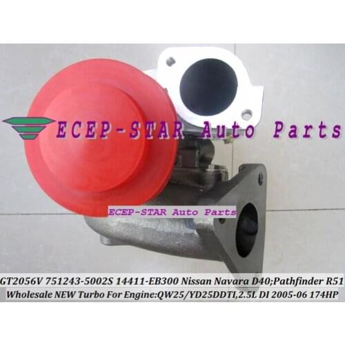 GT2056V 751243-5002S 751243 14411-EB300 TURBO Turbocharger For NISSAN Navara D40 Pathfinder R512005-06 QW25 YD25DDTI 2.5L 174HP