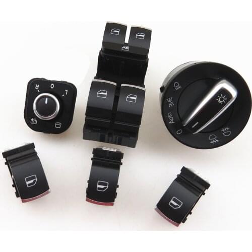 READXT Car Chrome Headlight Mirror Window Control Switch Button For Passat B6 3C CC Golf 5 MK5 6 MK6 Plus TIGUAN RABBIT
