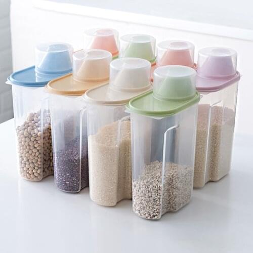 Dropshipping PP Food Storage Box Plastic Clear Container Set with Pour Lids Kitchen Storage Bottles Jars 67Oz~88Oz H1211