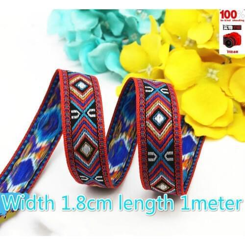 Selling 1.8CM Width boho chic jacquard webbing ethnic ribbon embroidery style trim accessory for bag garment Width long 1meter