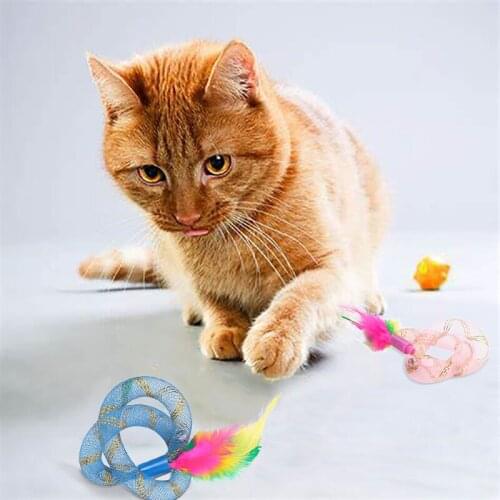 Cute Cat Toys Flexible Spring Toy Interactive Playing Feather Toys for Cats Kitten