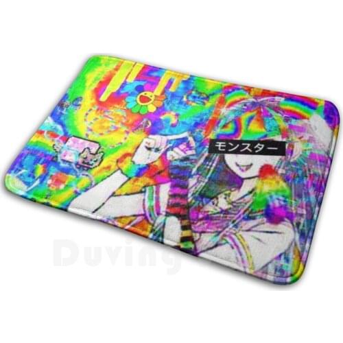 Ibuki Mioda Glitchcore Soft Non-Slip Mat Rug Carpet Cushion Glitch Trippy Danganronpa Ibuki Mioda Ibuki Danganronpa Glitchcore