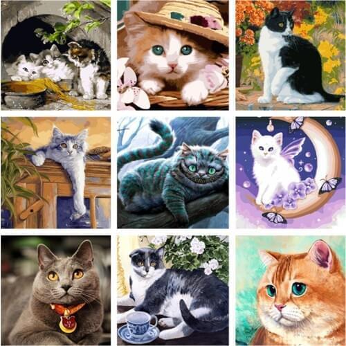 Paintings by Numbers with Cats 40x50cm DIY Acrylic Paint on Canvas Hand Painted Oil Painting Pictures By Number Animal Kits Art