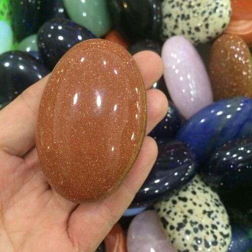 Natural Red gold sandstone oval shape Blue gold sandstone Palm Stone for healing