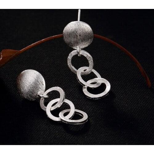 2018 New Arrival Brinco S925 Pure Silver Earrings Contracted Joker Drawing Smooth Three Serial Fashion Earrings Wholesale