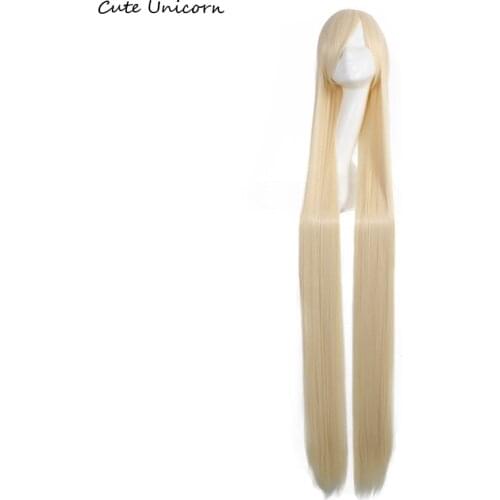 150CM Long Straight Wigs Full Bangs 59'' black red purple blonde Synthetic Fake Hair anime Cosplay Wig Heat Resistant Perucas