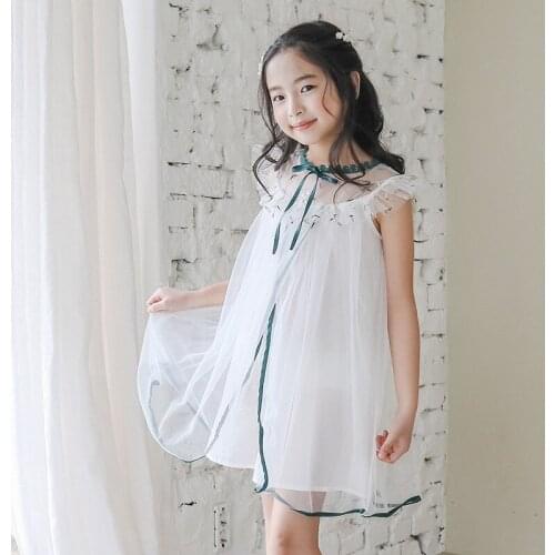 2020 new princess summer dress for girl white voile sweet dress kids ball gown for 4 6 8 10 12 14 yrs teenage girl party frocks