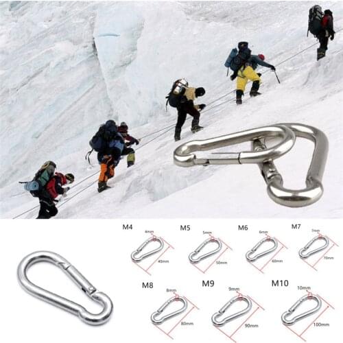 Stainless Steel 304 Spring Snap Hook Carabiner Various sizes carabiner keychain Stainless Steel Clips for Flags Climbing(M4-M10)