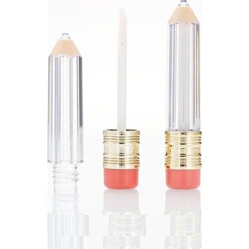 Empty 5 ML Lipgloss Lip Gloss Wand Tubes Pencil Shaped Clear Cosmetic Packaging Refillable Lipgloss Containers Tubes 50 pcs/lot