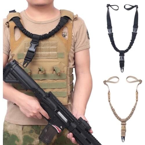 Adjustable Shooting Tactical Sling Single Point Quick Release Bungee Rifle Shoulder Belt Hunting Safety Rope