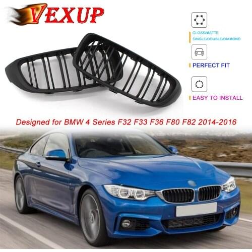 Front Grill Grilles Kidney Grill Replacement for BMW 4 Series F32 F33 F36 F80 F82 2014-2016 Double Slats M4 Matte Black