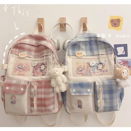 Multi-pocket Design Women Backpack Teenage Girls School Bags Green Soft Nylon Campus Student Book Bags for School Teen
