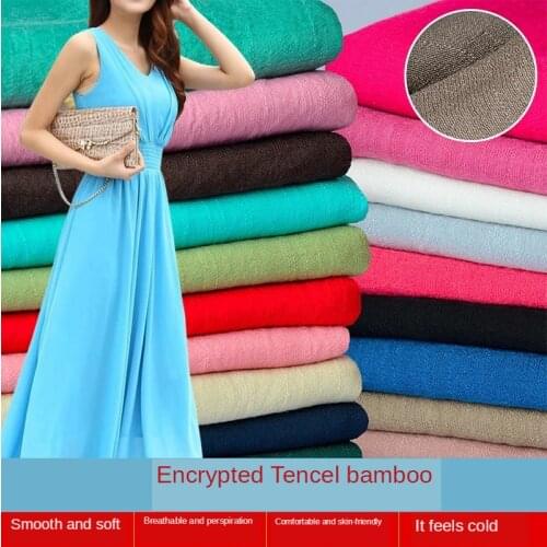 Tencel Slub Cotton Linen Sun Proof Clothes Skirt Scarf DIY Fabric Solid Color Blue Black Pink Brocade Tulle Dress Sewing Diy