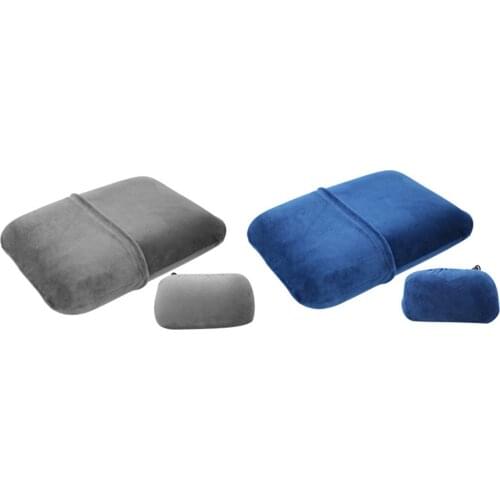 Memory Foam Camping Flannel Comfortable Pillow Solid Color Sleeping Napping Headrest for Outdoor Travel Camping