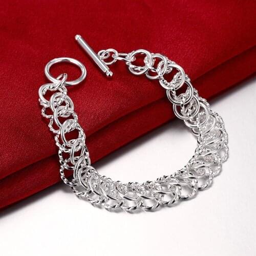 925 Sterling Silver Round Circle Chain OT Buckle Bracelet For Women Wedding Engagement Party Jewelry