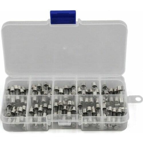 100Pcs/Set 5x20mm Quick Blow Glass Tube Fuse Assorted Kits,Fast-blow Glass Fuses 0.5A-10A