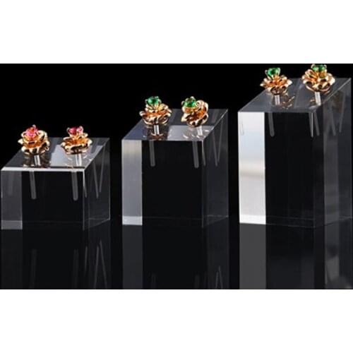 3pcs Clear Acrylic Square Earring Display Holder Jewelry Stand Photography Props Ornaments Show Rack