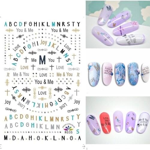 3D Nail Sticker Autumn Fashion Small Compact Adhesive Stickers Colorful Letter Line Stickers for Manicure Nail Art Decoration
