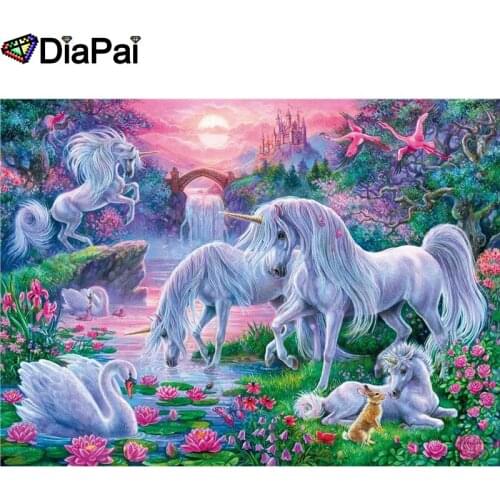 DIAPAI 5D DIY Diamond Painting 100% Full Square/Round Drill "Animal horse" Diamond Embroidery Cross Stitch 3D Decor A21478
