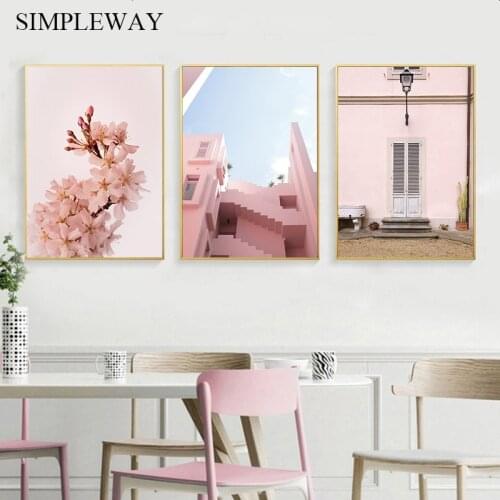 Architecture Flower Wall Art Canvas Painting Scandinavian Poster Nordic Scenery Print Decoration Picture Modern Home Decor