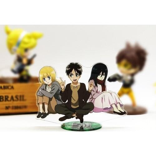 Attack on Titan Eren Mikasa Armin childhood acrylic stand figure model double-side plate holder cake topper anime