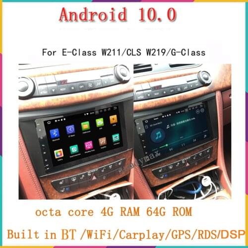 8inch two din android 10.0 car dvd player for Mercedes Benz E class W211 W219 E280 E240 E270 CLS class W463 car audio gps navi