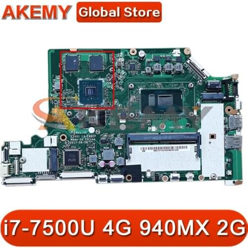 C5V01 LA-E892P For Acer A515-51 A315-53G A615-51 N17C4 A515-51G A615-51G Laptop Motherboard With i7-7500U 4G-RAM 940MX 2G-GPU