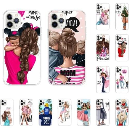 Black Brown Hair Baby Mom Girl Queen Phone Case Hull For iPhone 11pro MAX 8 7 6 6S Plus X XS MAX 5 5S SE XR Fundas Capa
