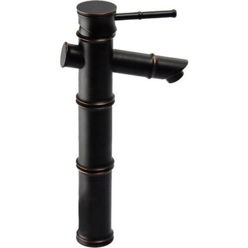 Single Hole Black Oil Rubbed Brass Bamboo Style Single Handle Lever Bathroom Vessel Sink Basin Faucet Mixer Water Tap ahg029