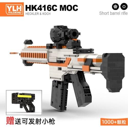 Kid Toy Gun High Difficulty Technology Bricks Rifle 416C MOC Building Blocks Weapon Assembly Model DIY Bricks Set Children Gift