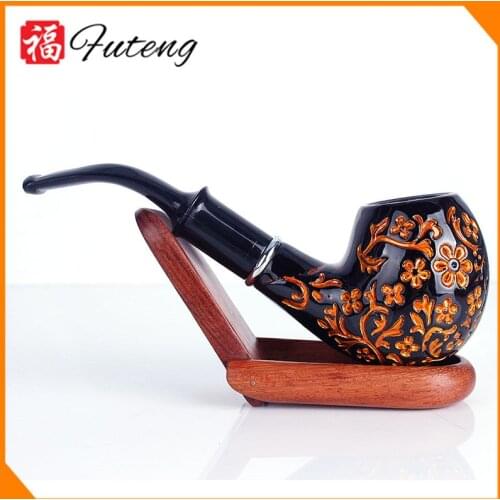 Hot Exquisite fashion Smoking Pipe Flowers carving Acrylic Small Durable Cigarette Pipe gift box Tobacco Pipes accessories