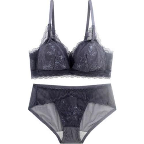 Lingerie Set Sexy Lace Women Wireless Seamless Push Up Small Breast Embroidery Floral Thin Adjustable Underwear Women Set
