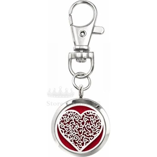 KTD/KSD139-644 30mm diffuser locket key ring 316L stainless steel aromatherapy locket keychain Free 10pcs pads