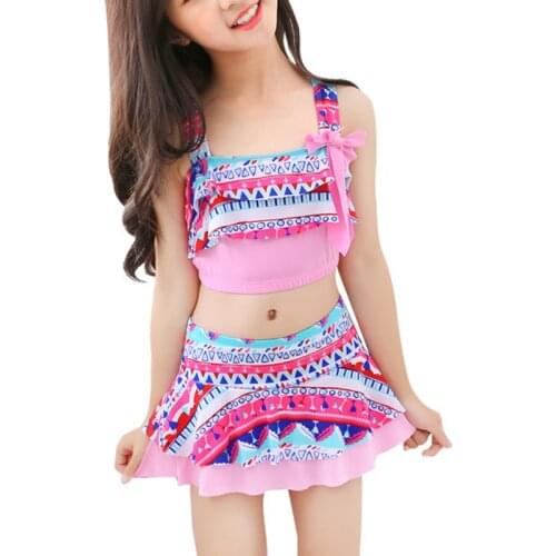 Girls Two Pieces Swim Suits With Cap Children Swimwear Kids Bathing Suits Girls Swimsuits Skirt Beach Wear maillot de bain femme