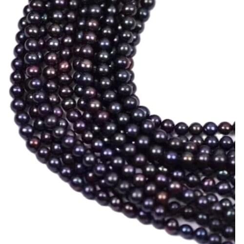 MADALENA SARARA AAA 8-9mm Round Black Freshwater Pearl For DIY Jewelry Making 40-42pcs/Strand