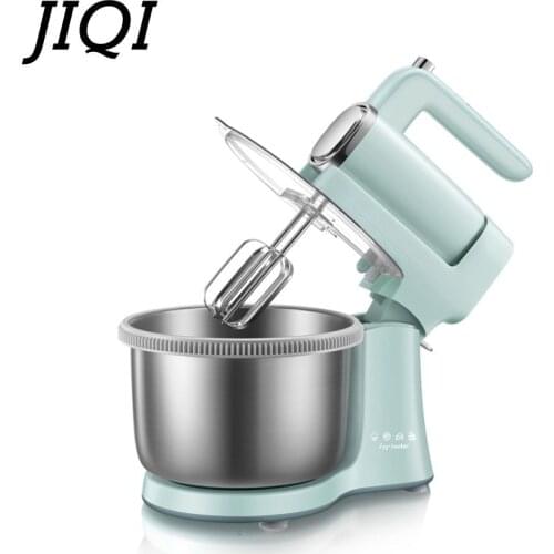 JIQI 4L Stainless Steel Bowl 9-speed Kitchen Food Stand Mixer Cream Egg Whisk Blender Cake Dough Bread Mixer Maker Machine