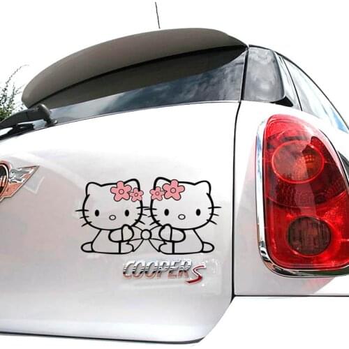 Cartoon KT cat hollow bow Car body car stickers Car styling Accessories