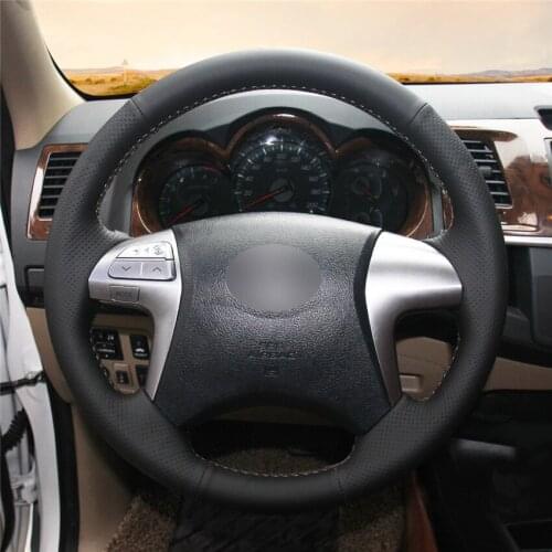 DIY Anti-Slip Wear-Resistant Steering Wheel Cover For Toyota Fortuner Hilux 2011-2015 Car Interior Decoration
