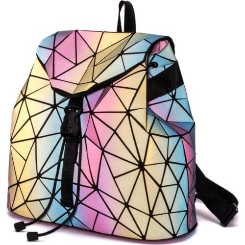 New Women Backpack colorful Drawstring Female Daily Backpack Geometric Backpacks Folding School Bags For Teenage Girls Mochila